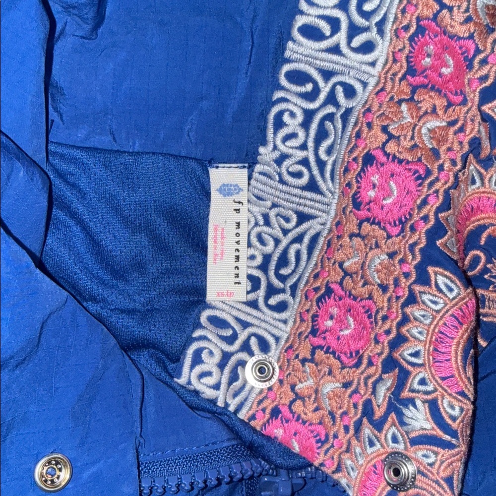 Free People FP movement she fly embroidered jacket blue NWOT - Picture 5 of 8